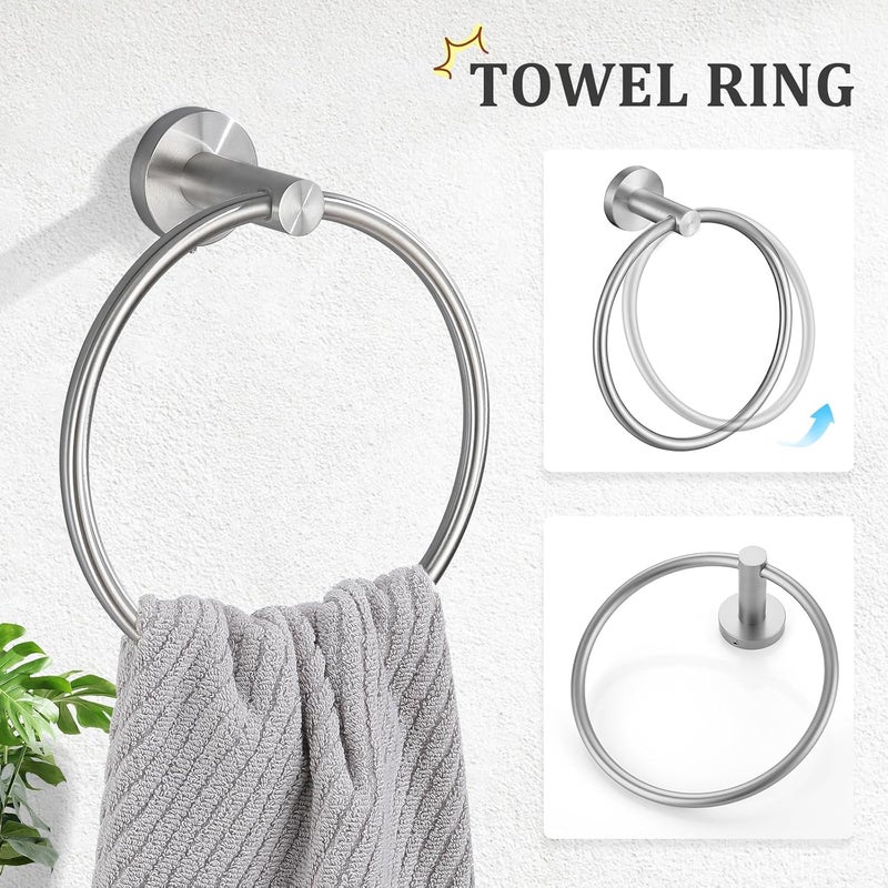 TURS 5 Piece Bathroom Hardware Set Brushed, SUS304 Stainless Steel Bath Towel Bar Set, 24 Inch Bathroom Accessories Kit Wall Mounted - Image 3